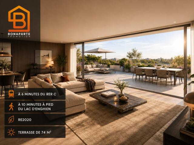 400 m du RER C T4 dernier étage avec terrasse de 74 m² 4 pièces, 74 m²
