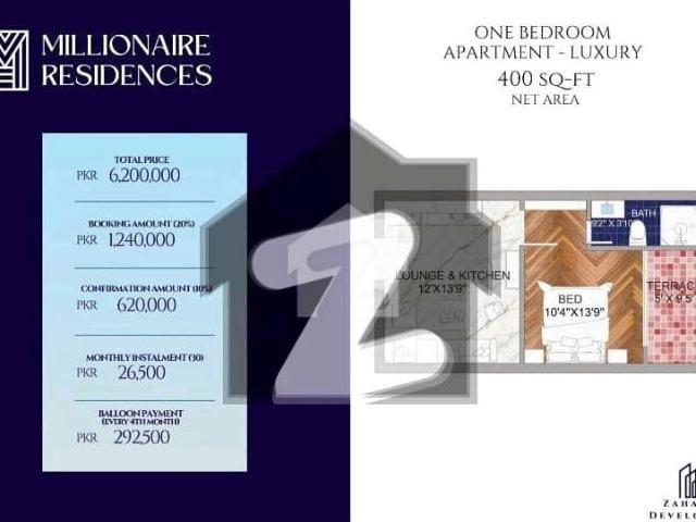 400 sq ft Net | 1 Bed Apartment Pay just Rs 26,500 per month For Sale