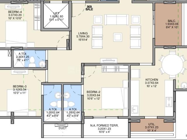 4 BHK Apartment in Erandwane for resale Pune. The reference number is 19922472