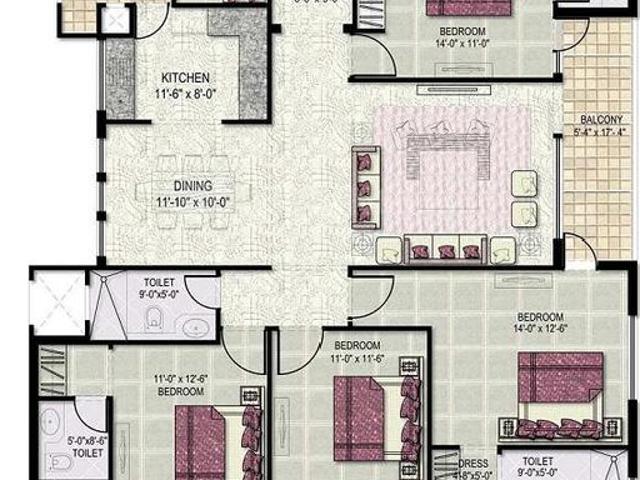 4 BHK Apartment in Sector 133 for resale Noida. The reference number is 19950072