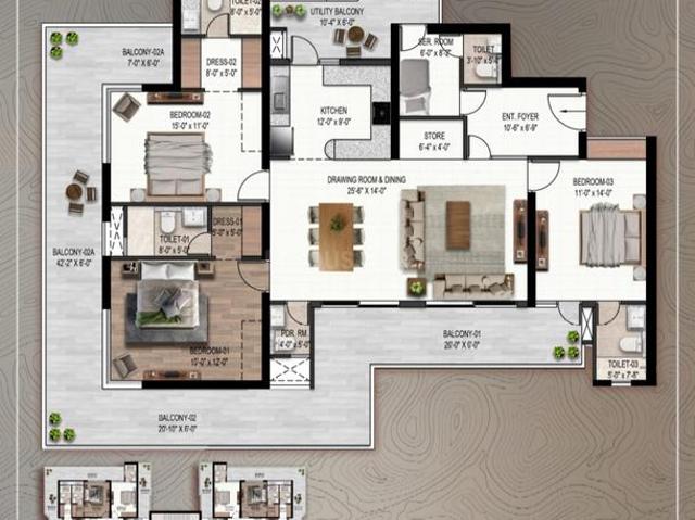 4 BHK Apartment in Sector 78 for resale Mohali. The reference number is 20704330