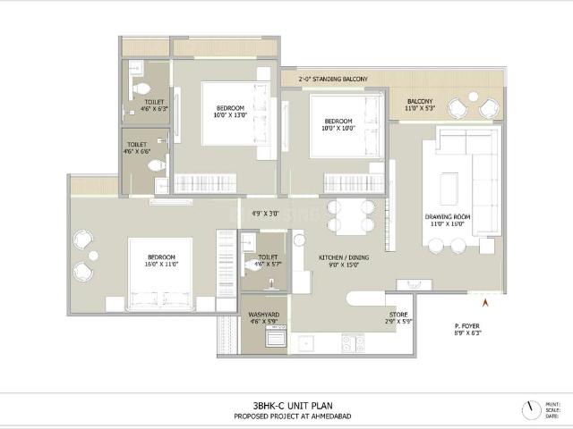 4 BHK Apartment in Shela for resale Ahmedabad. The reference number is 19040473