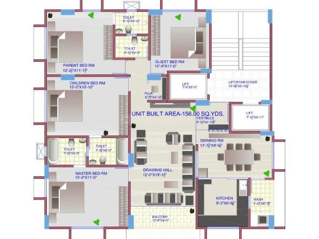 4 BHK Apartment in Paldi for resale Ahmedabad. The reference number is 19550260