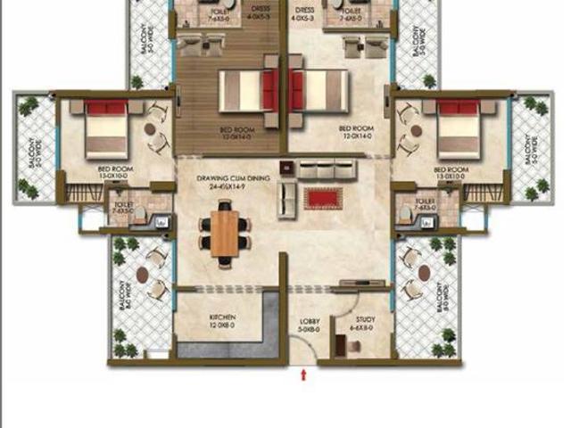 4 BHK Apartment in Yeida for resale Greater Noida. The reference number is 20636657
