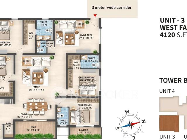 4 BHK Flat In Srias Diamond Towers, Financial District For Sale In Financial District