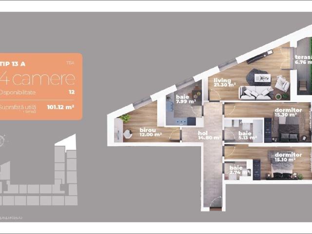 4 camere, apartament de vanzare Bucuresti judet, Titan 9153 •