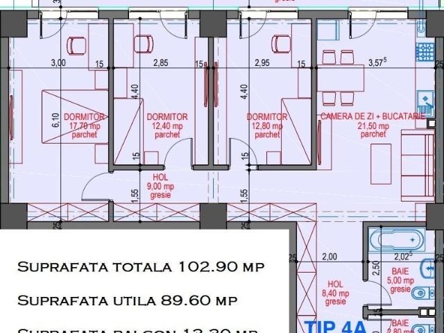 4 camere, apartament de vanzare Iasi judet, Strada Hlincea 7591 •