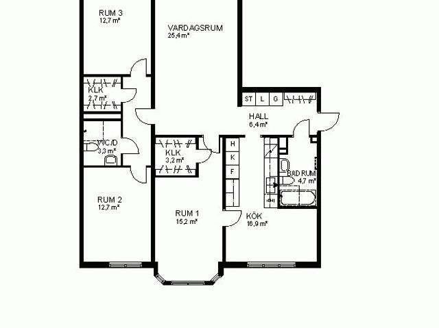 4 rum och kök 113 m² 12 708 kr