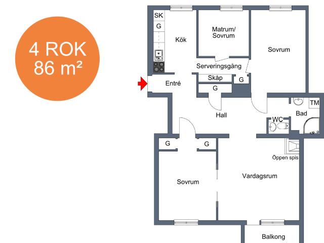 4 rums lägenhet i Tranås 86 m² 9 202 kr
