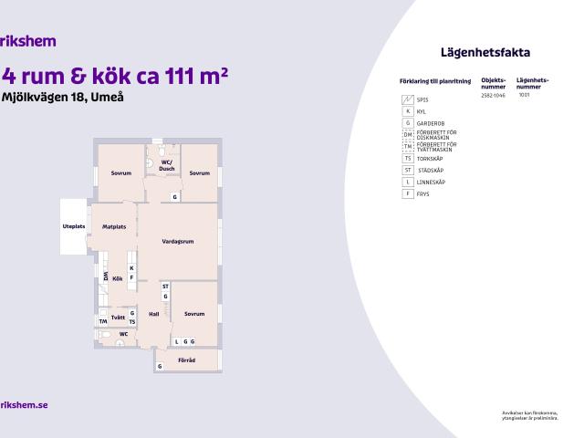 4 rums lägenhet i Umeå 111 m² 12 351 kr