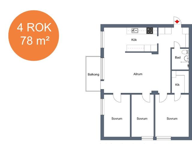 4 rums lägenhet i Eskilstuna 78 m² 11 533 kr
