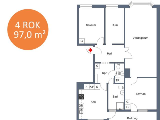 4 rums lägenhet i Köping 97 m² 13 147 kr