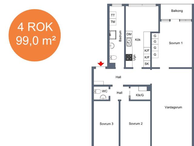 4 rums lägenhet i Köping 99 m² 11 453 kr
