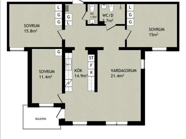 4 rums lägenhet i Lycksele 101 m² 9 373 kr