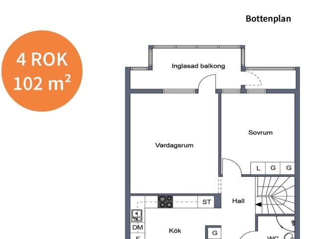 4 rums lägenhet i Markaryd 102 m² 8 169 kr