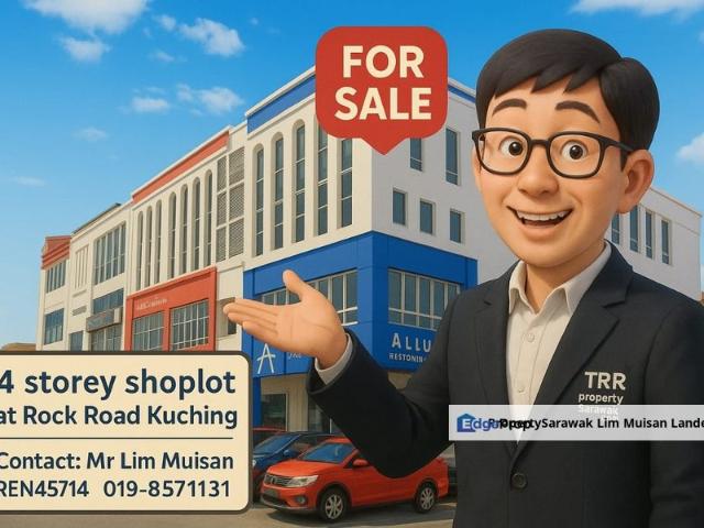 4 Storey Shop House Facing the main road Rock Road in Kuching City for Sale