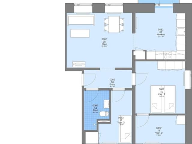 4 værelses lejlighed Gormsvej, 7400 Herning