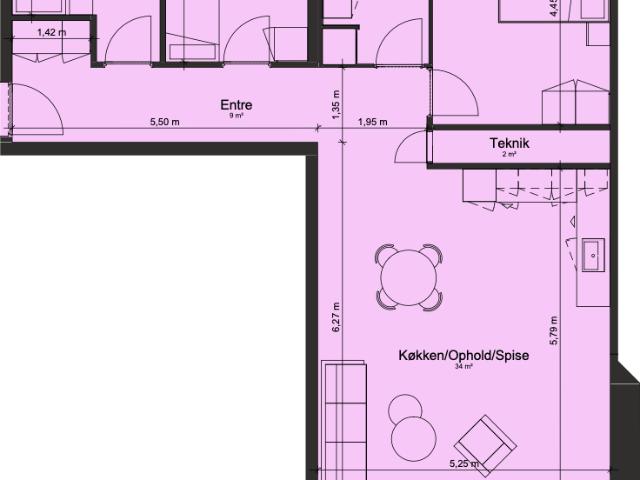 4 værelses lejlighed på 108 m²
