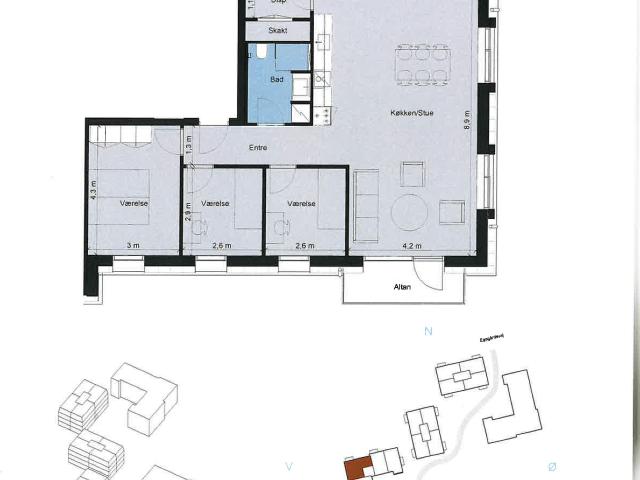 4 værelses lejlighed på 109 m²