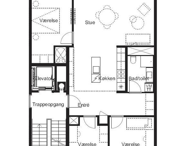 4 værelses lejlighed på 120 m²