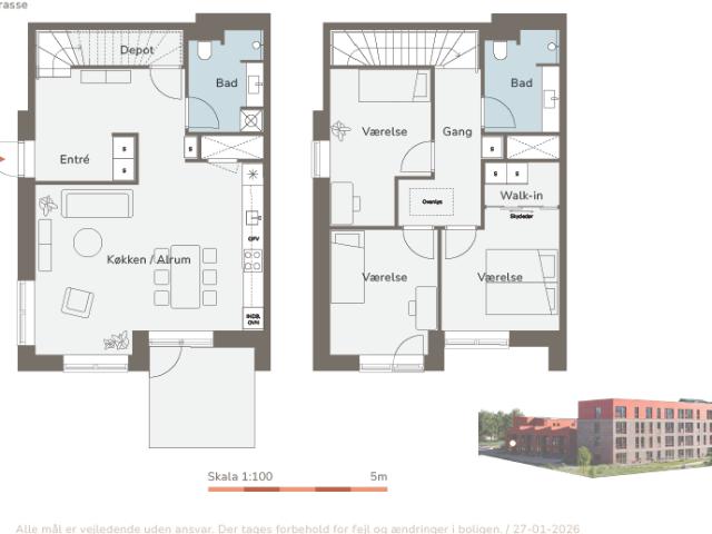 4 værelses lejlighed på 129 m²