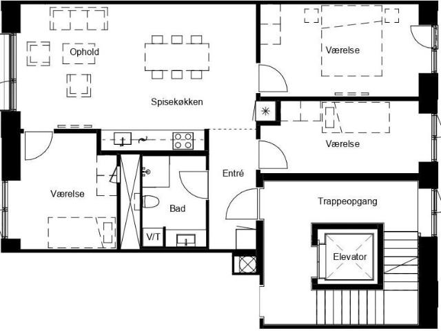 4 værelses lejlighed på 98 m²
