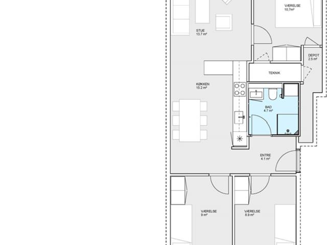 4 værelses lejlighed på 92 m²