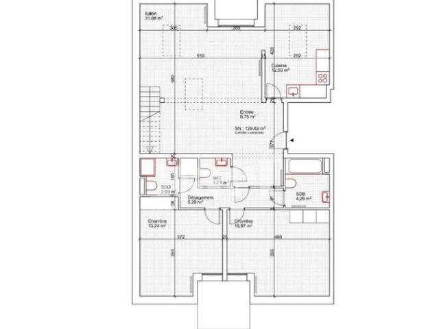 4 Zimmer, 130 m², 2. Stock