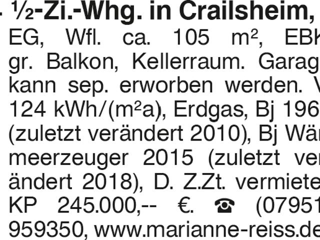 4 1/2 Zi.Whg. in Crailsheim