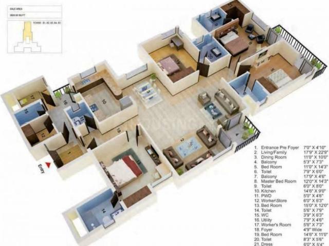 4.5 BHK Apartment in Sector 131 for resale Noida. The reference number is 19213662