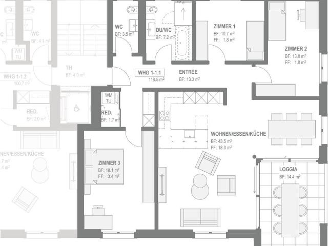 4.5 Zimmer Wohnung im 1. Obergeschoss, Whg 1 1.1 | dreamo. Ch