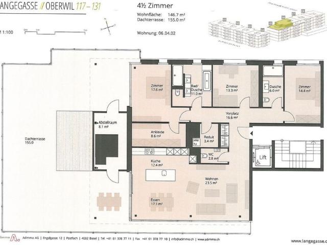4.5 Zimmer, 147 m², 4. Stock