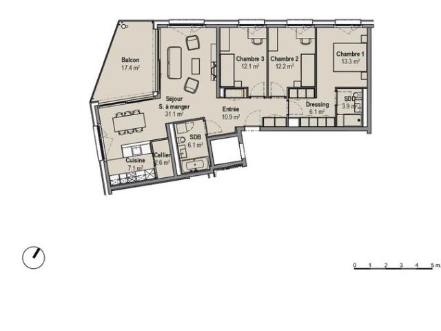 4.5 Zimmer, 105 m², 4. Stock