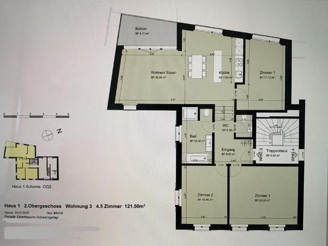 4.5 Zimmer, 121 m², 1. Stock