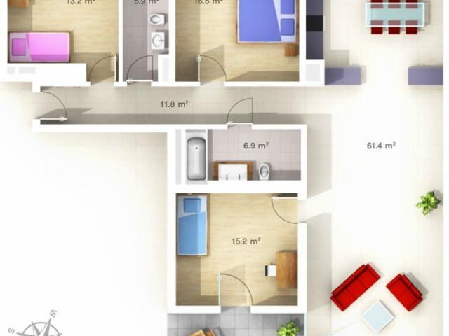 4.5 Zimmer, 131 m², 1. Stock