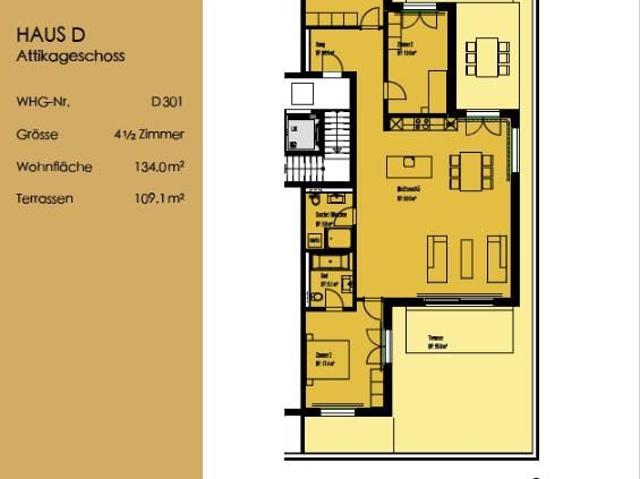 4.5 Zimmer, 134 m², 3. Stock