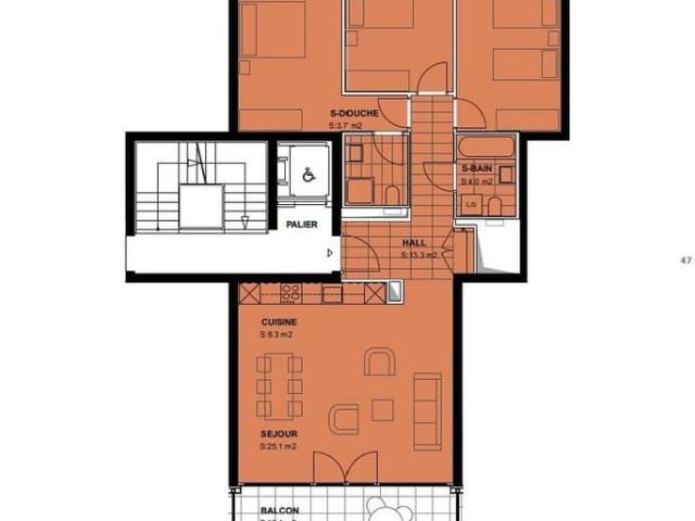 4.5 Zimmer, 96 m², 2. Stock