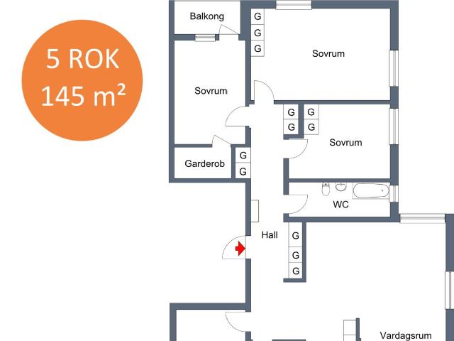 5 rums lägenhet i Tranås 145 m² 12 413 kr