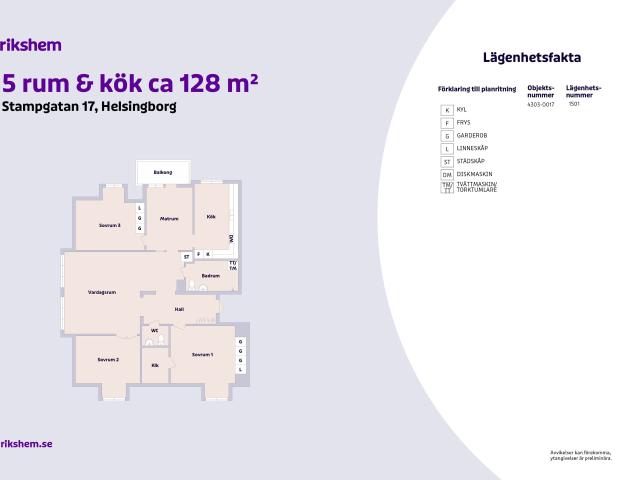 5 rums lägenhet i Helsingborg 128 m² 17 105 kr
