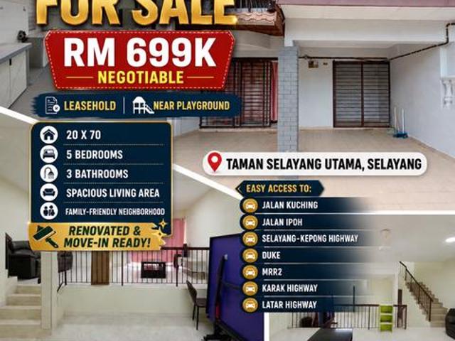 5 Room 3 Bath 2 Storey houseSelayang Utama For Sale