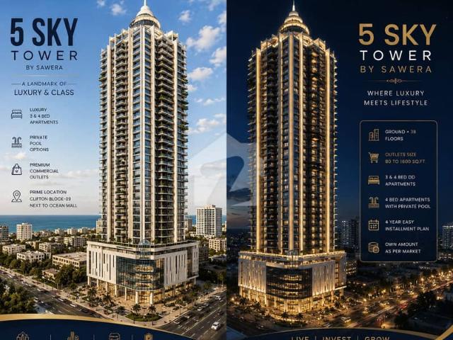 5 Sky Tower By Sawera Commercial Showrooms Luxurious Living Experience In The Heart Of Clifton Karachi Shops Is Available On Easy Installment