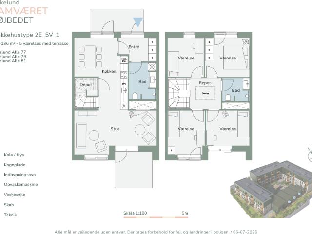 5 værelses lejlighed på 128 m²