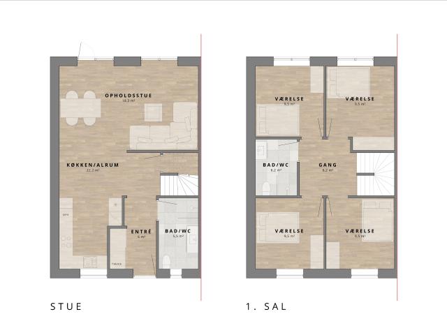 5 værelses rækkehus på 130 m²