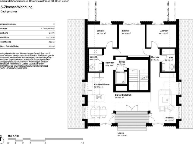 5.5 Zimmer, 128 m², 2. Stock