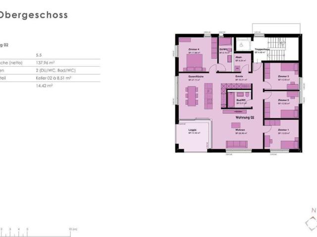 5.5 Zimmer, 138 m², 1. Stock