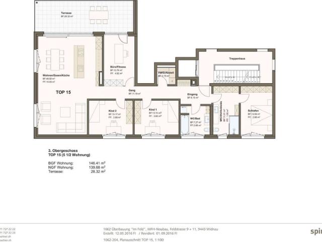 5.5 Zimmer, 139 m², 3. Stock