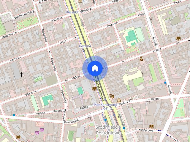 65 m² | 2 pokoje | Apartament w centrum Warszawy| ul. Wilcza 35