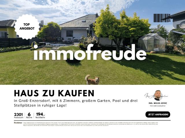 6 Zi Einfamilienhaus mit großem Garten, Pool & 3 Stellplätzen, in ruhiger Lage von Groß Enzersdorf!