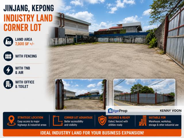 7000sf Industry land, Jinjang Utara, Jinjang, kepong