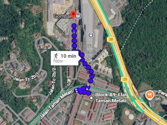 700 meters ke LRT Gombak Pangsapuri Taman Melati Kuala Lumpur